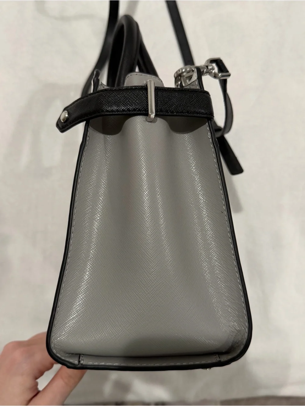 Kate Spade Staci Medium Satchel Bag Purse - Gray White Colorblock